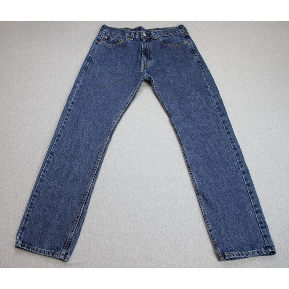 Levis Jeans Mens 32 X 32 Blue 100% Cotton 505 Straight Leg Regular Fit Mid-Rise - Picture 1 of 8